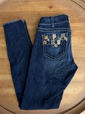 Ariat Dark Blue Skinny Jeans with Geometric Embroidered Pocket